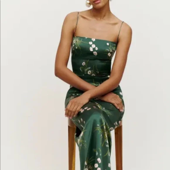 NWT Reformation Frankie Silk Dress Buena - Picture 4 of 9